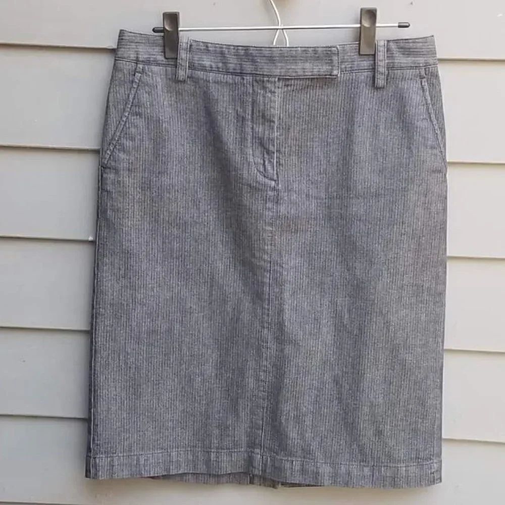 Talbots Dark (blackish)Stripes Jean Pencil skirt